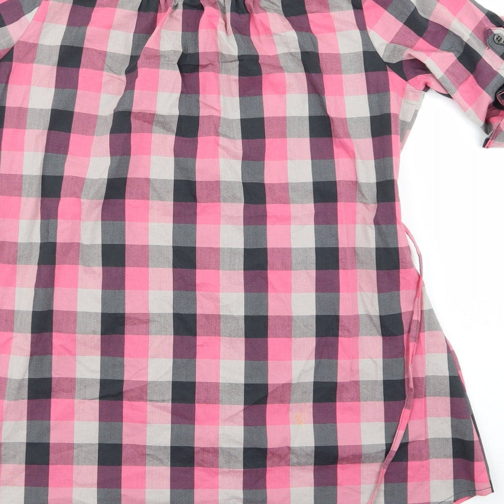 Preworn Womens Pink Check  Basic Button-Up Size 8