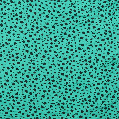 Preworn Womens Green Animal Print  Basic T-Shirt Size 12