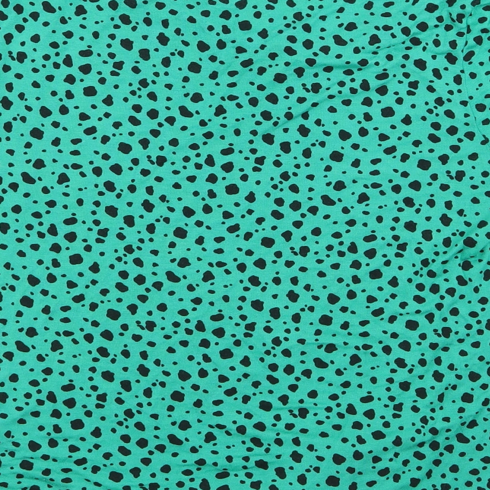 Preworn Womens Green Animal Print  Basic T-Shirt Size 12