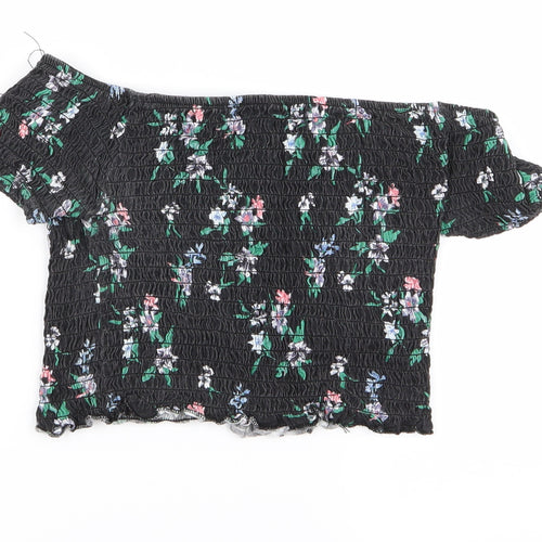 primrk Womens Black Floral  Basic Blouse Size 10