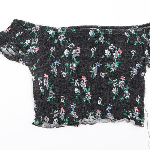 primrk Womens Black Floral  Basic Blouse Size 10