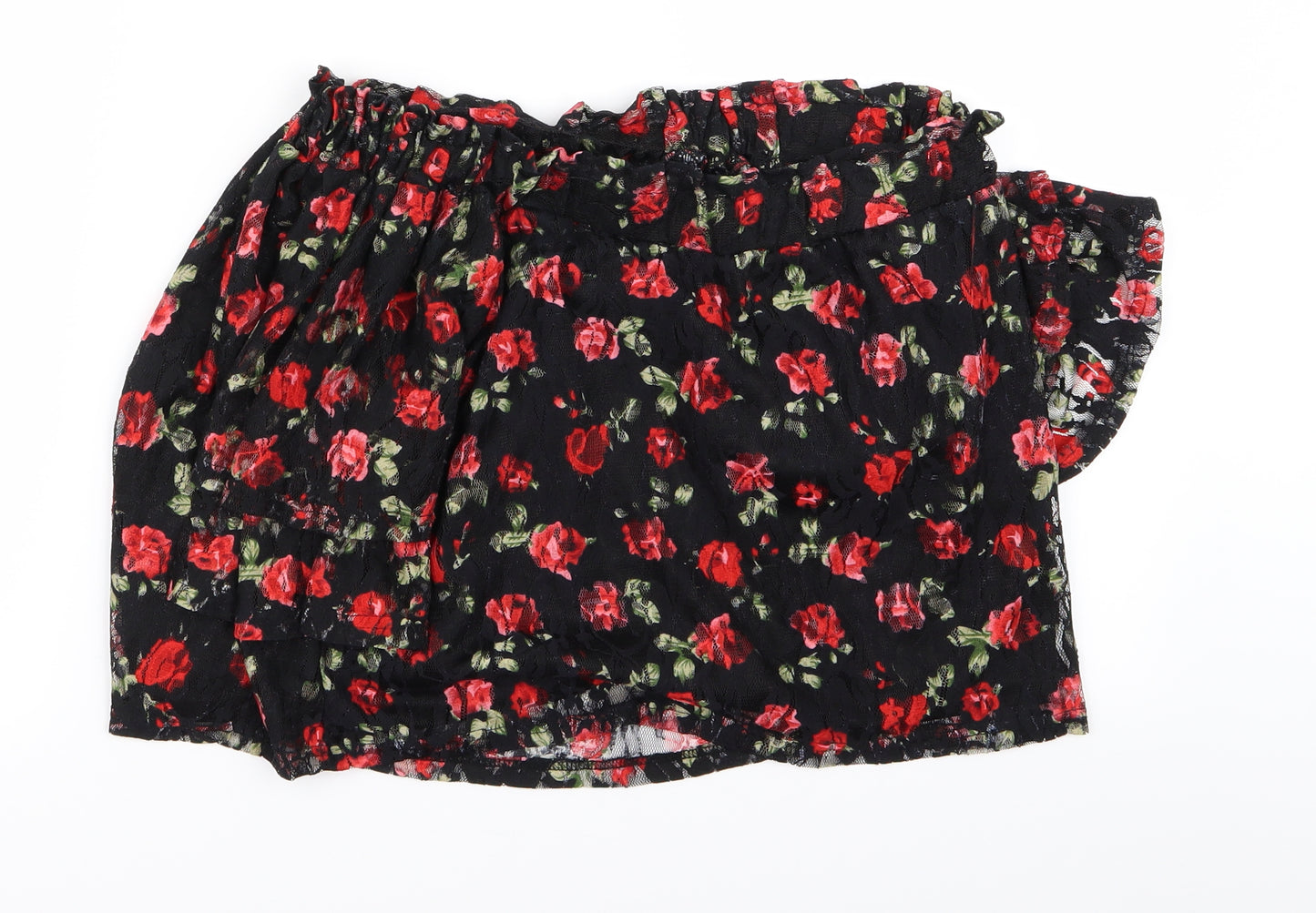Primark Womens Black Floral  Cropped Tank Size 12