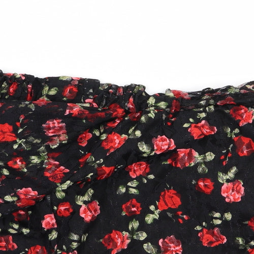 Primark Womens Black Floral  Cropped Tank Size 12