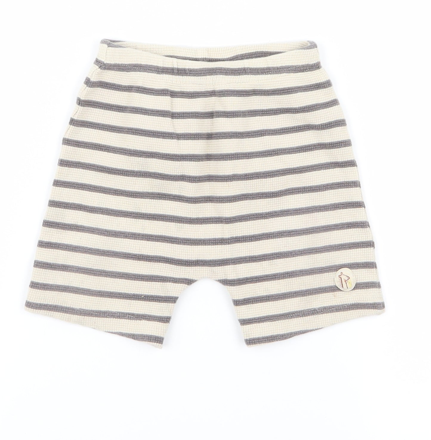Preworn Boys Beige Striped  Sweat Shorts Size 2 Years