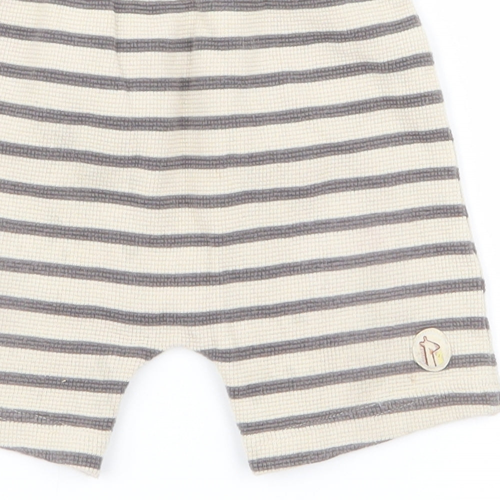 Preworn Boys Beige Striped  Sweat Shorts Size 2 Years