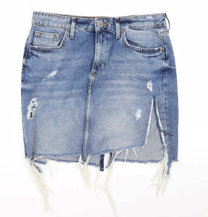 Preworn Womens Blue Denim Straight & Pencil Set Size 40