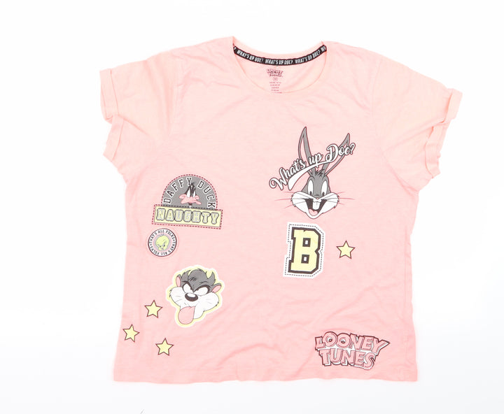 Looney Toons Womens Pink Basic T-Shirt Size M