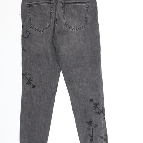 Pieces Womens Black Floral Denim Skinny Jeans Size XS L28 in
