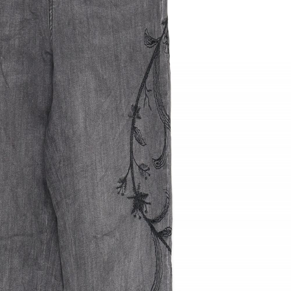 Pieces Womens Black Floral Denim Skinny Jeans Size XS L28 in