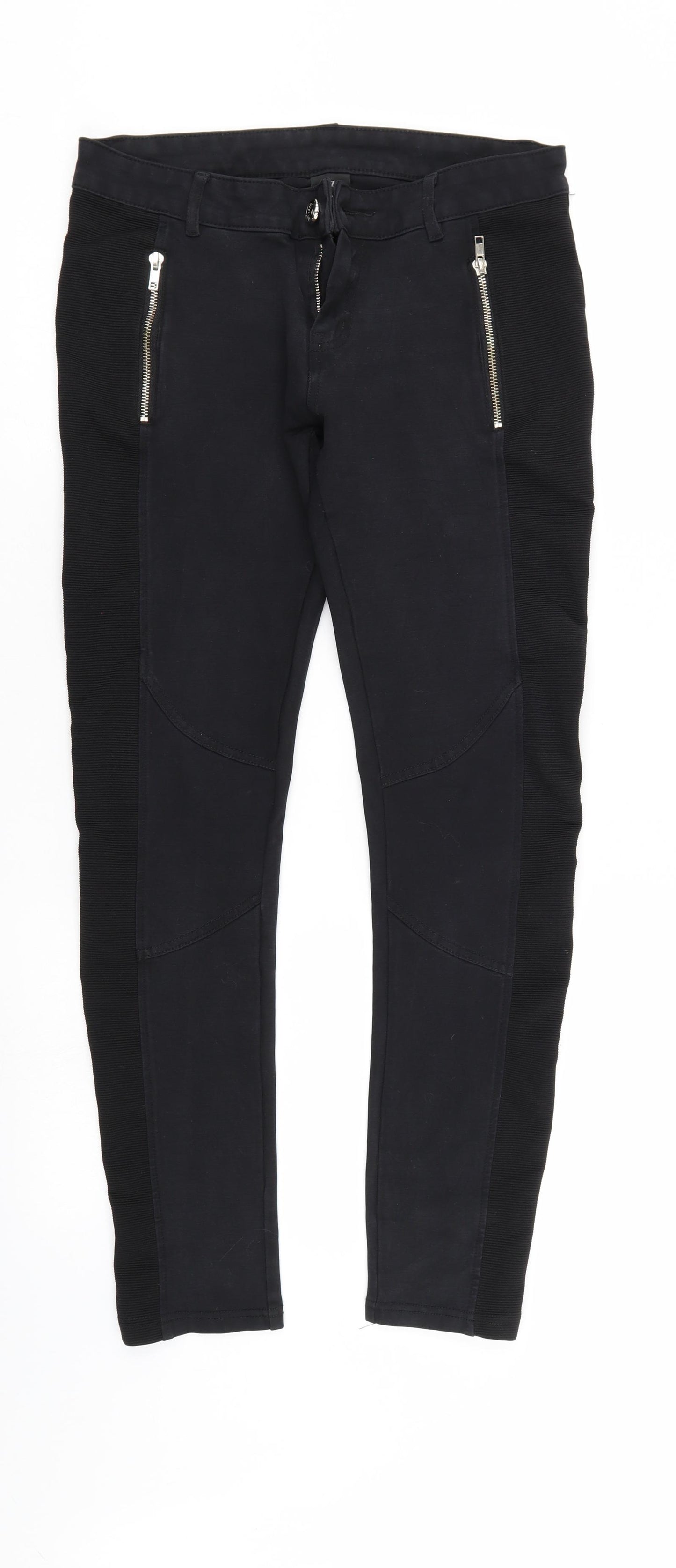 Preworn Womens Black Striped  Trousers  Size L L27 in