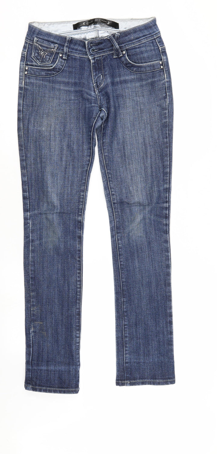 Quiz Womens Blue Denim Straight Jeans Size 8 L31 in