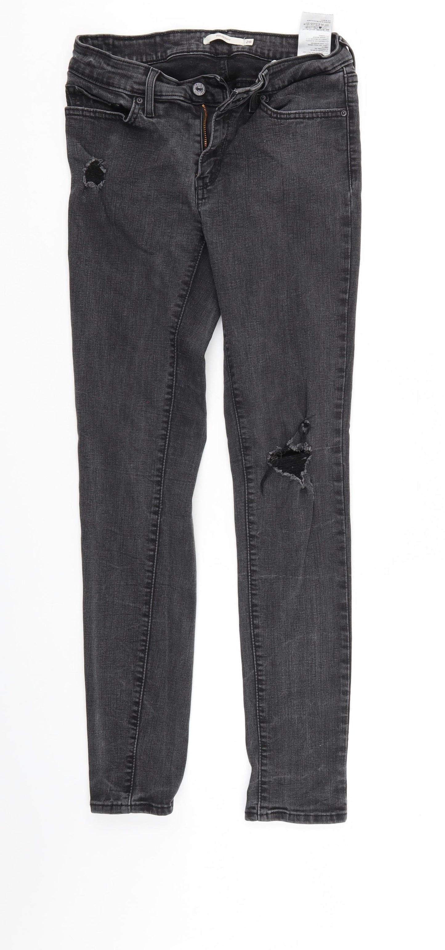 711 Mens Black  Denim Skinny Jeans Size 28 L31 in