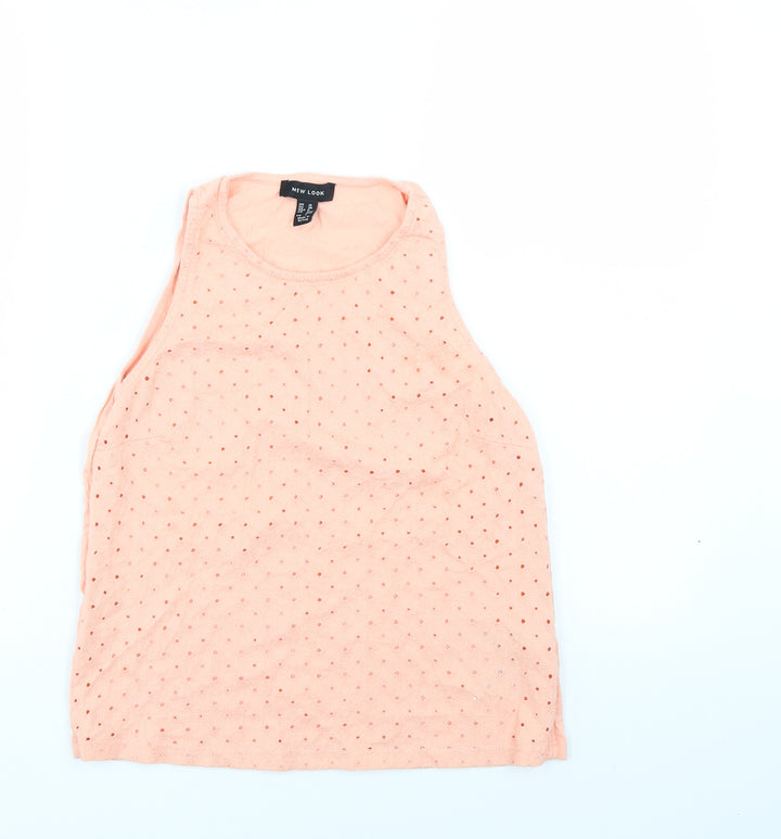 New Look Womens Orange Floral Basic Tank Size 10