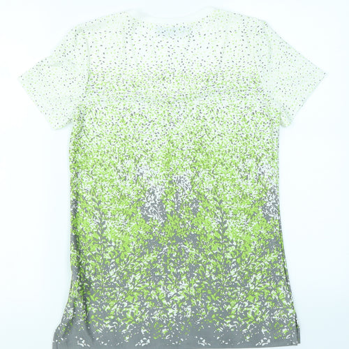 Alexara Womens Green Floral  Basic T-Shirt Size 10