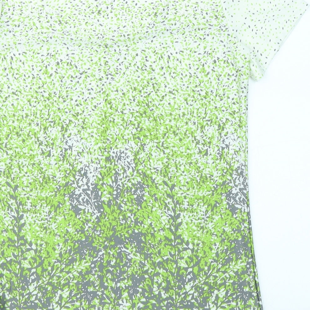 Alexara Womens Green Floral  Basic T-Shirt Size 10