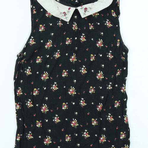 New Look Womens Black Floral  Basic Blouse Size 8