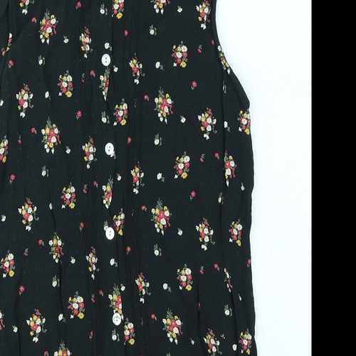 New Look Womens Black Floral  Basic Blouse Size 8