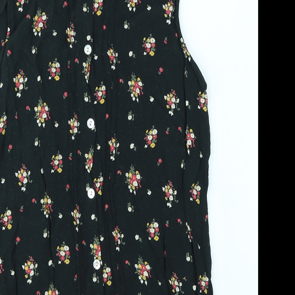 New Look Womens Black Floral  Basic Blouse Size 8