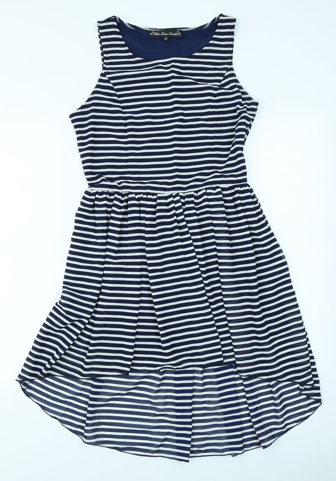 Mela Loves London Womens Blue Striped  Skater Dress  Size 12