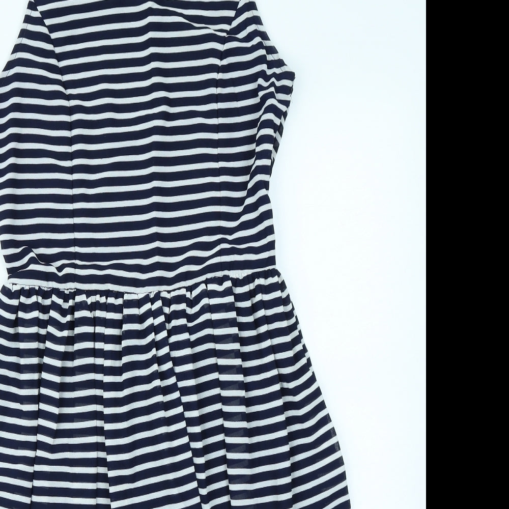 Mela Loves London Womens Blue Striped  Skater Dress  Size 12