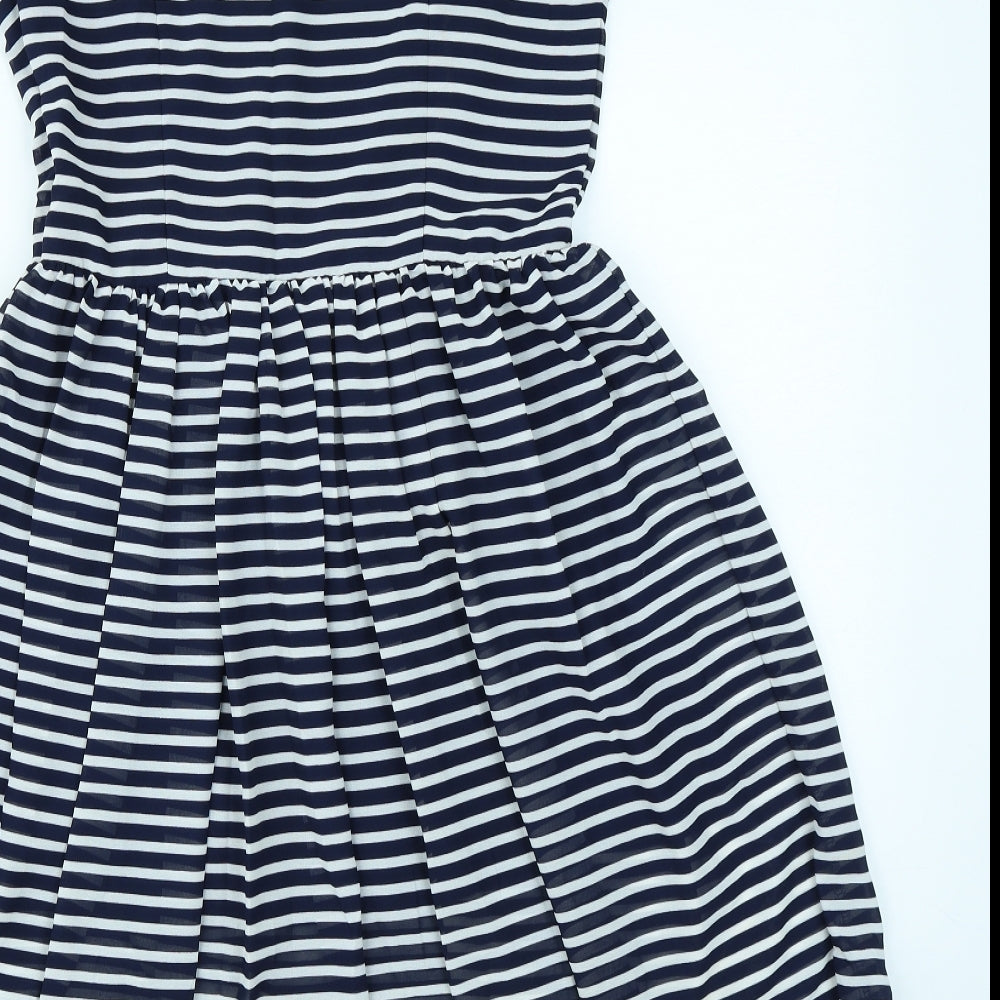 Mela Loves London Womens Blue Striped  Skater Dress  Size 12