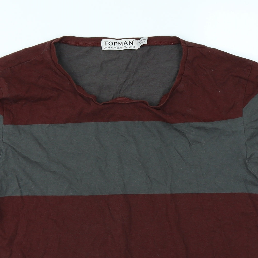 Topman Mens Purple Striped   T-Shirt Size M