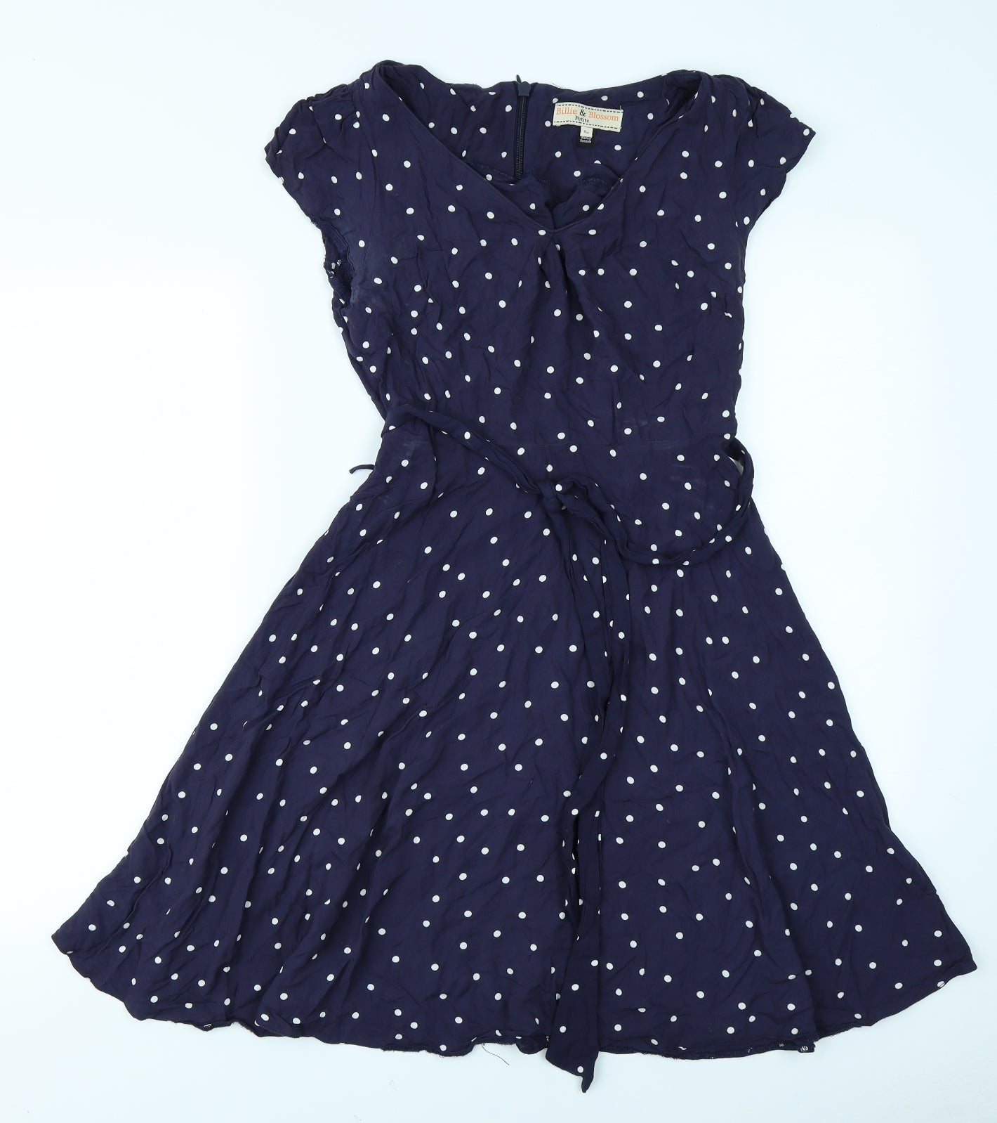 Billie & Blossom Womens Blue Polka Dot  Skater Dress  Size 8