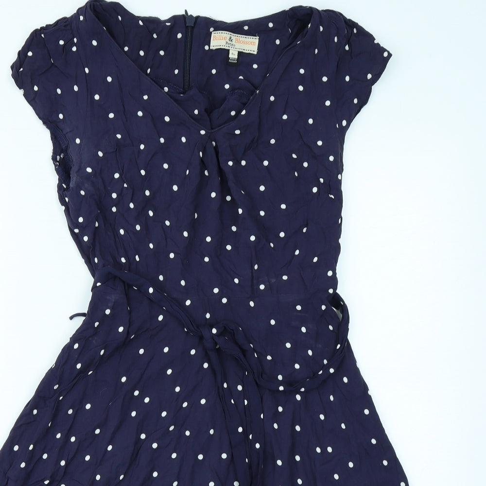 Billie & Blossom Womens Blue Polka Dot  Skater Dress  Size 8