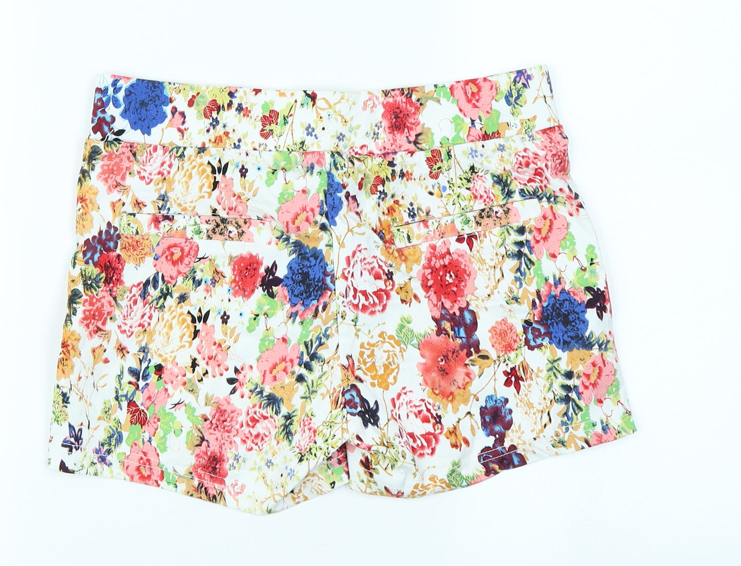 Boohoo Womens White Floral  Hot Pants Shorts Size L