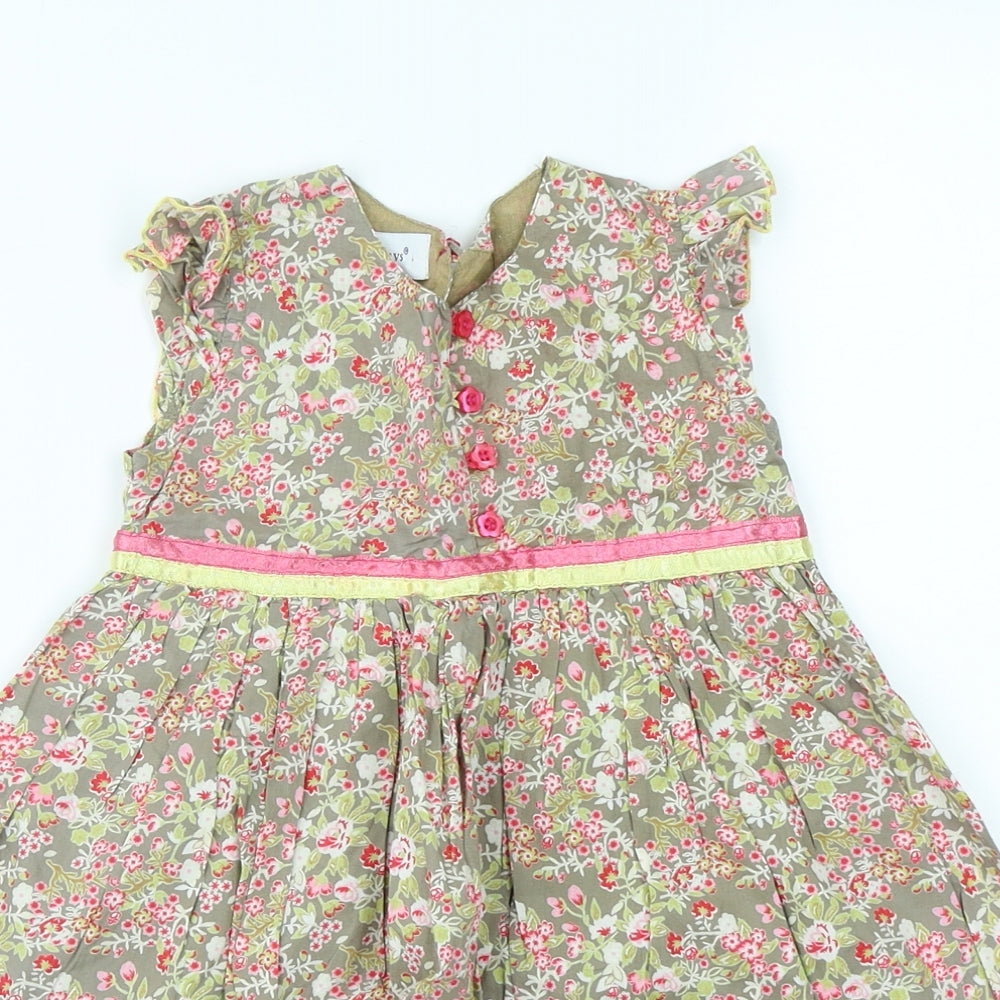 early days Girls Green Floral  Skater Dress  Size 18-24 Months