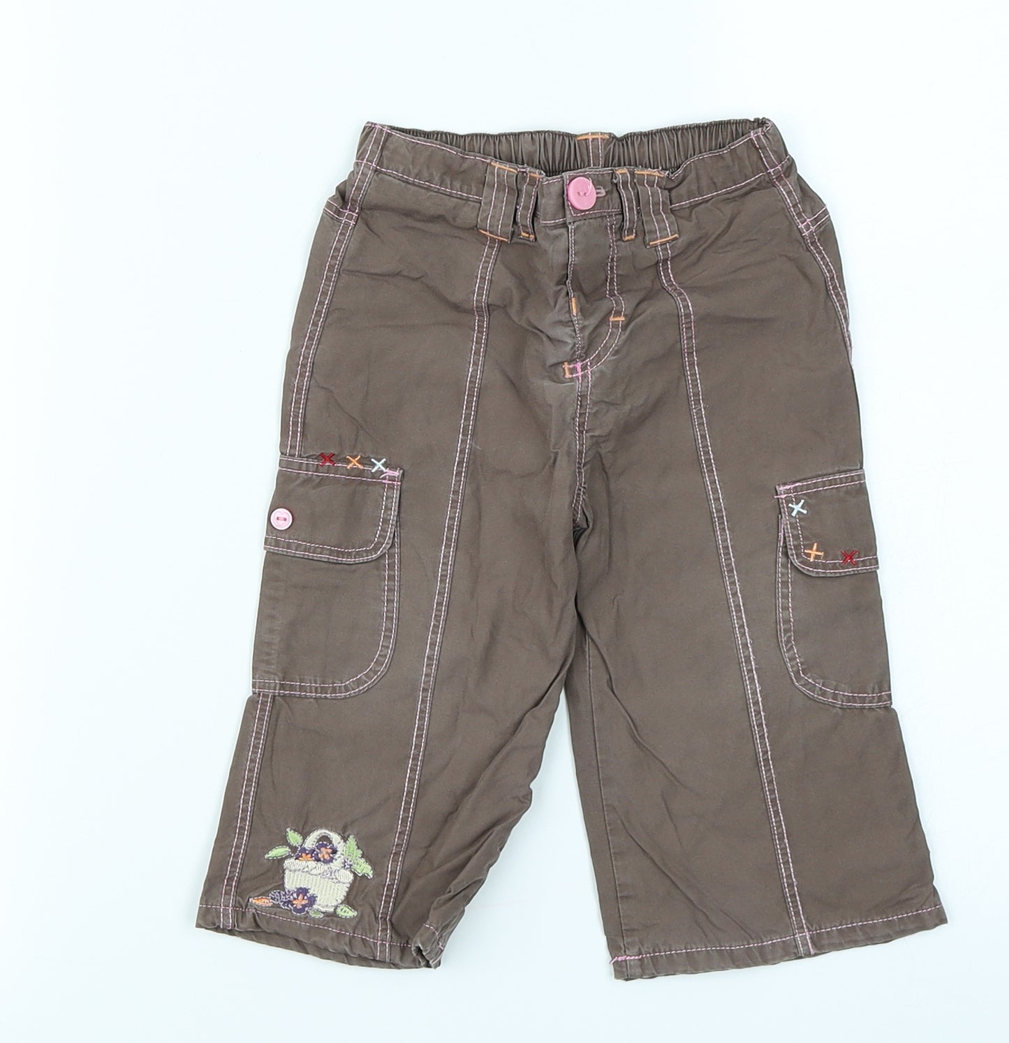 Mothercare Girls Brown   Cargo Trousers Size 9-12 Months