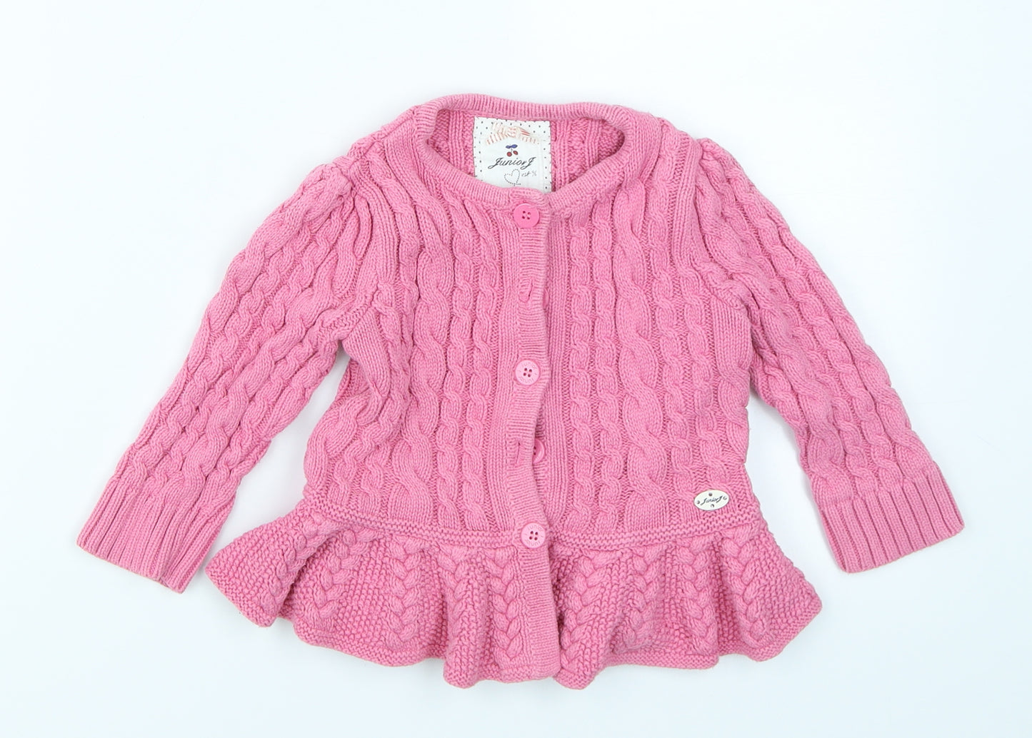 Junior J Girls Pink  Knit Cardigan Jumper Size 18-24 Months