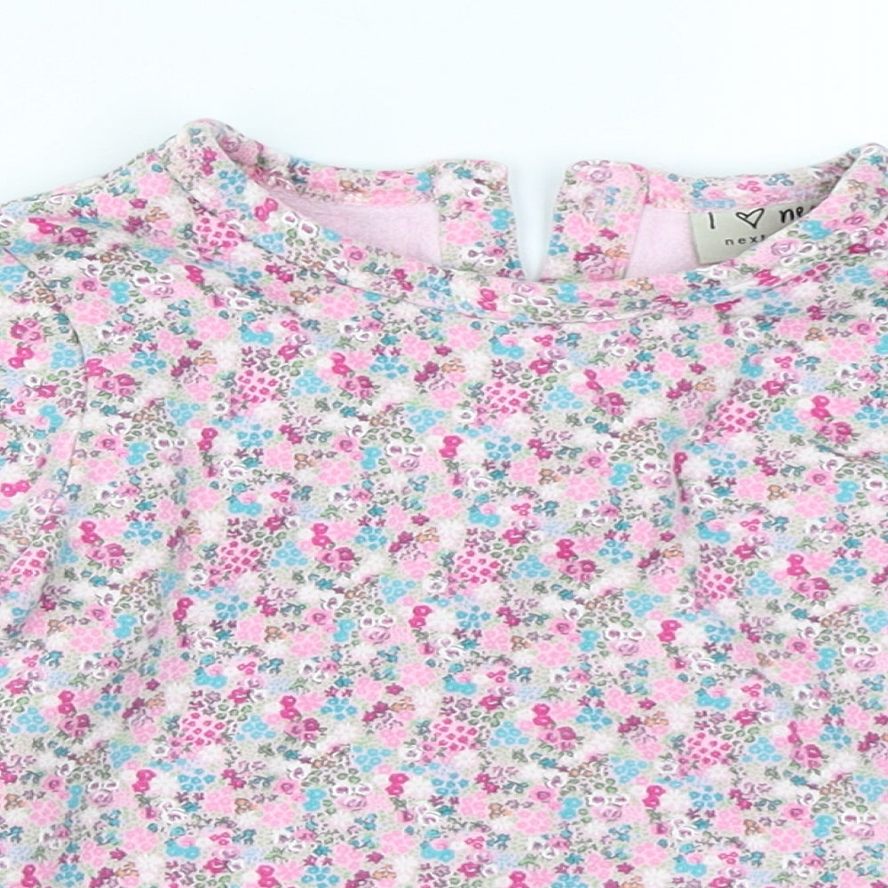 NEXT Girls Pink Floral  Pullover T-Shirt Size 18-24 Months