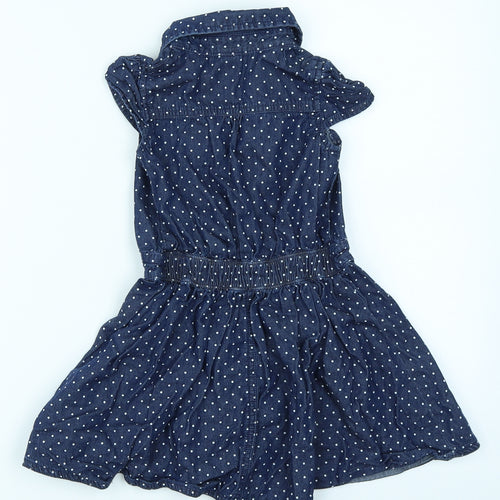 TU Girls Blue Spotted Denim Skater Dress  Size 2-3 Years