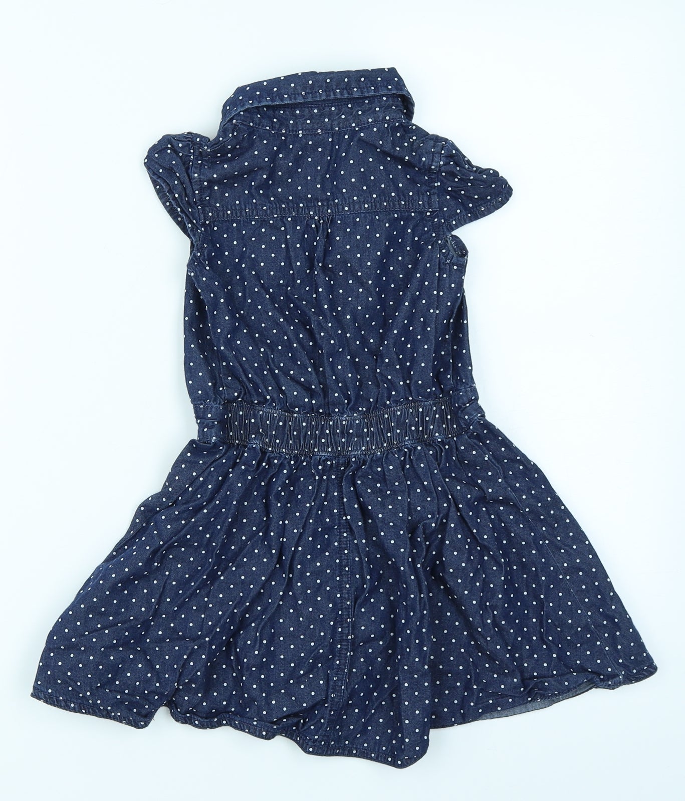 TU Girls Blue Spotted Denim Skater Dress  Size 2-3 Years