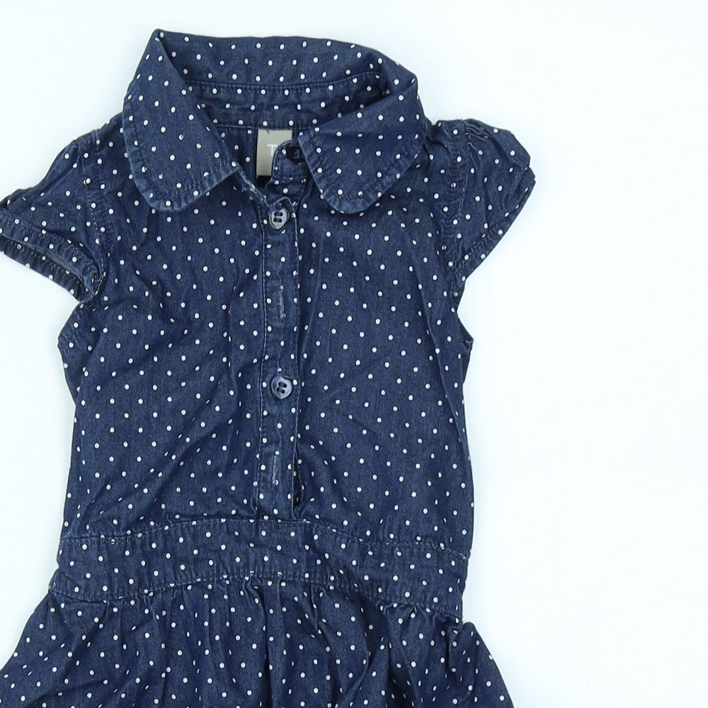 TU Girls Blue Spotted Denim Skater Dress  Size 2-3 Years