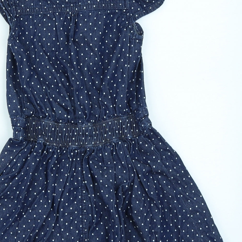TU Girls Blue Spotted Denim Skater Dress  Size 2-3 Years