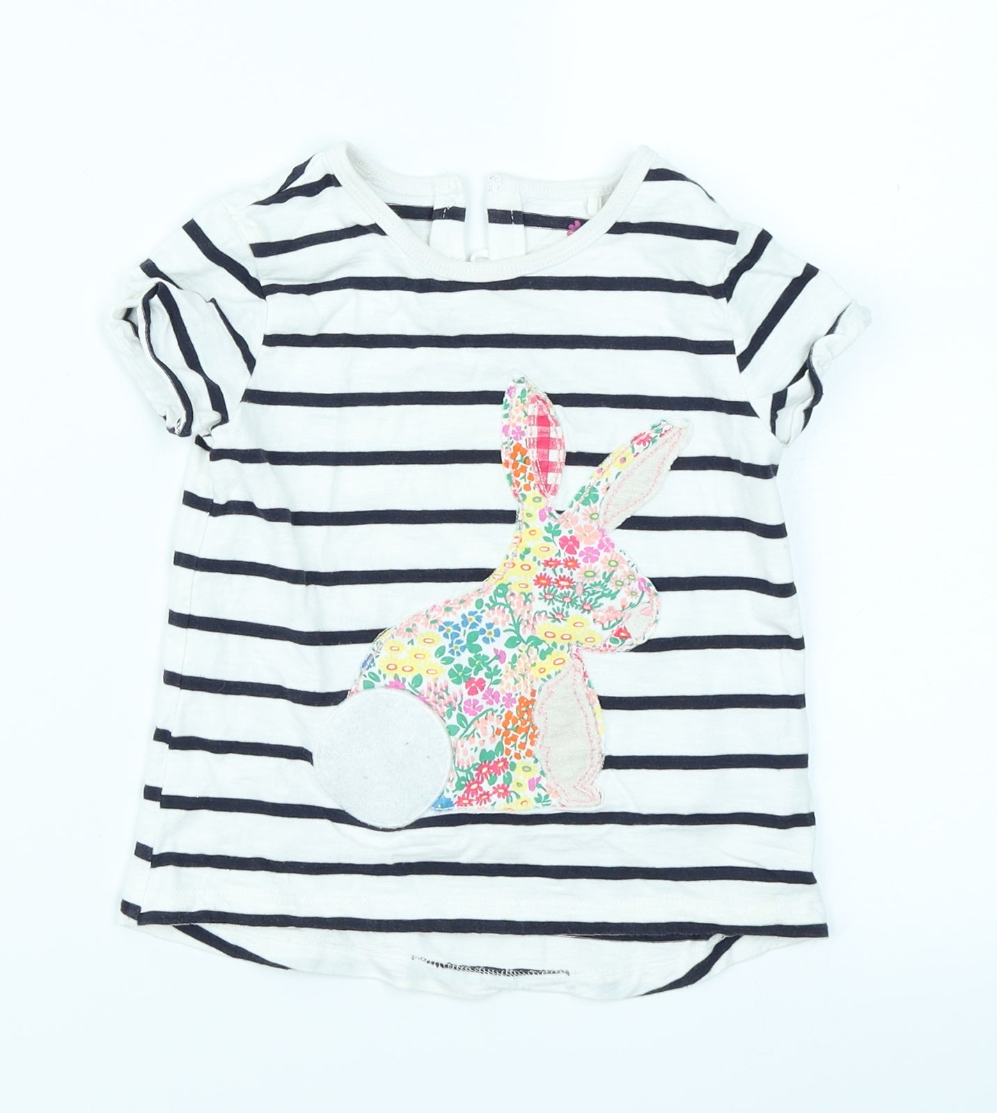 NEXT Girls White Striped  Basic T-Shirt Size 2-3 Years