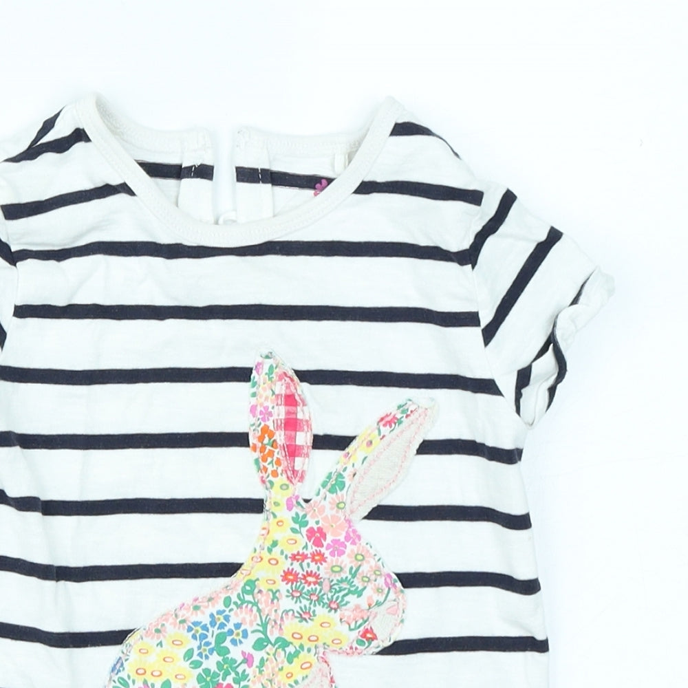 NEXT Girls White Striped  Basic T-Shirt Size 2-3 Years