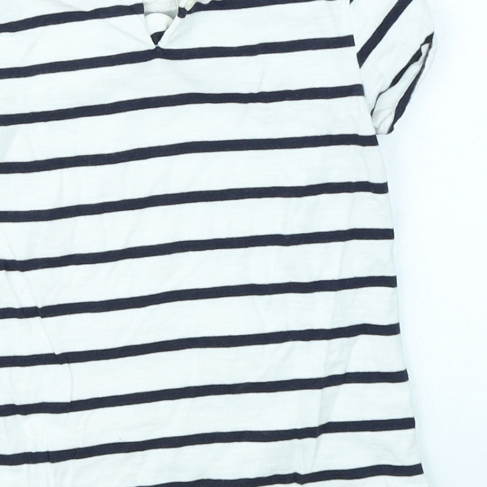 NEXT Girls White Striped  Basic T-Shirt Size 2-3 Years