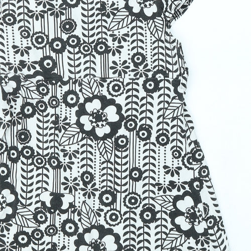M&Co Girls Black Floral  Skater Dress  Size 6-7 Years