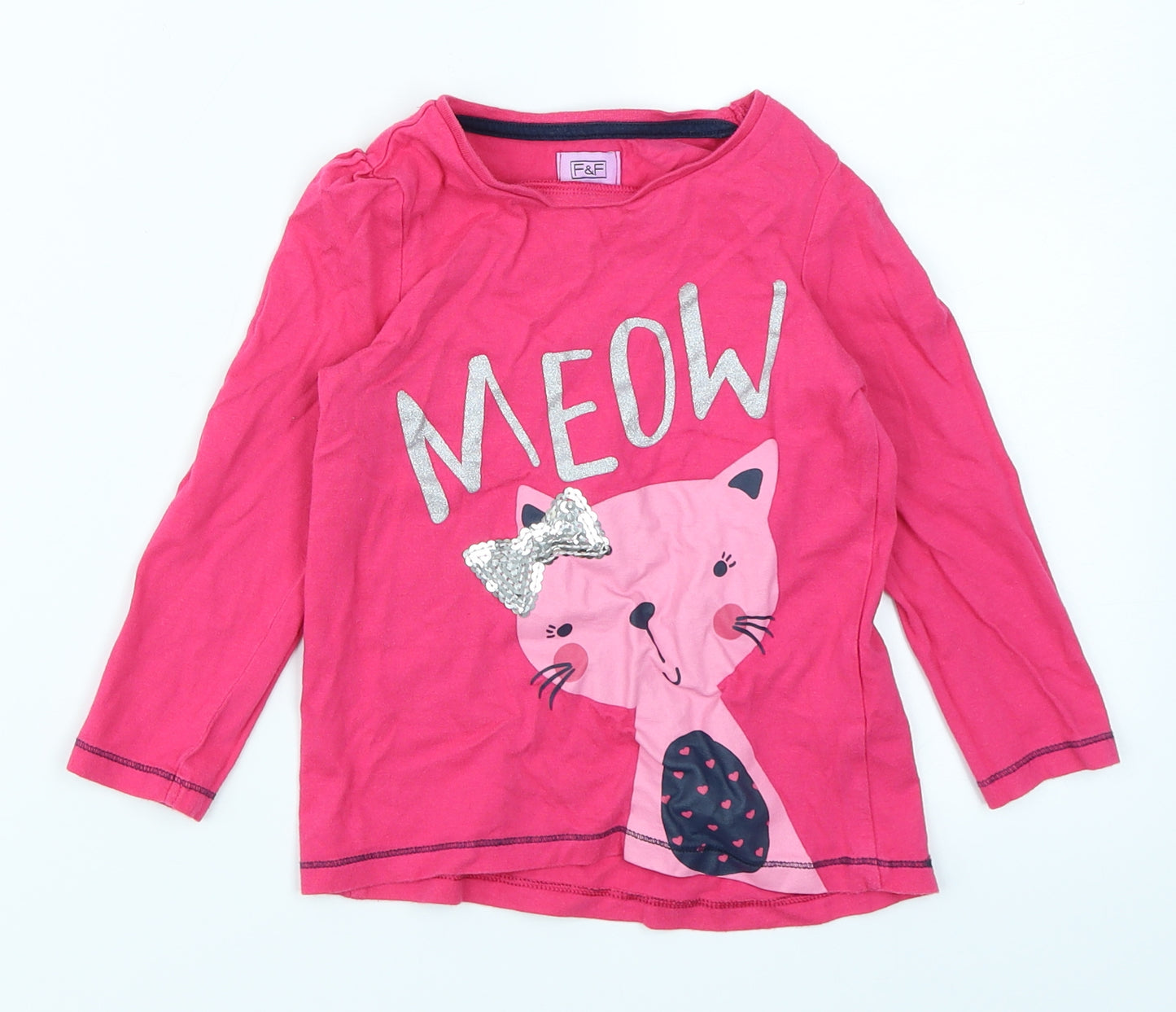 F&F Girls Pink   Basic T-Shirt Size 2-3 Years