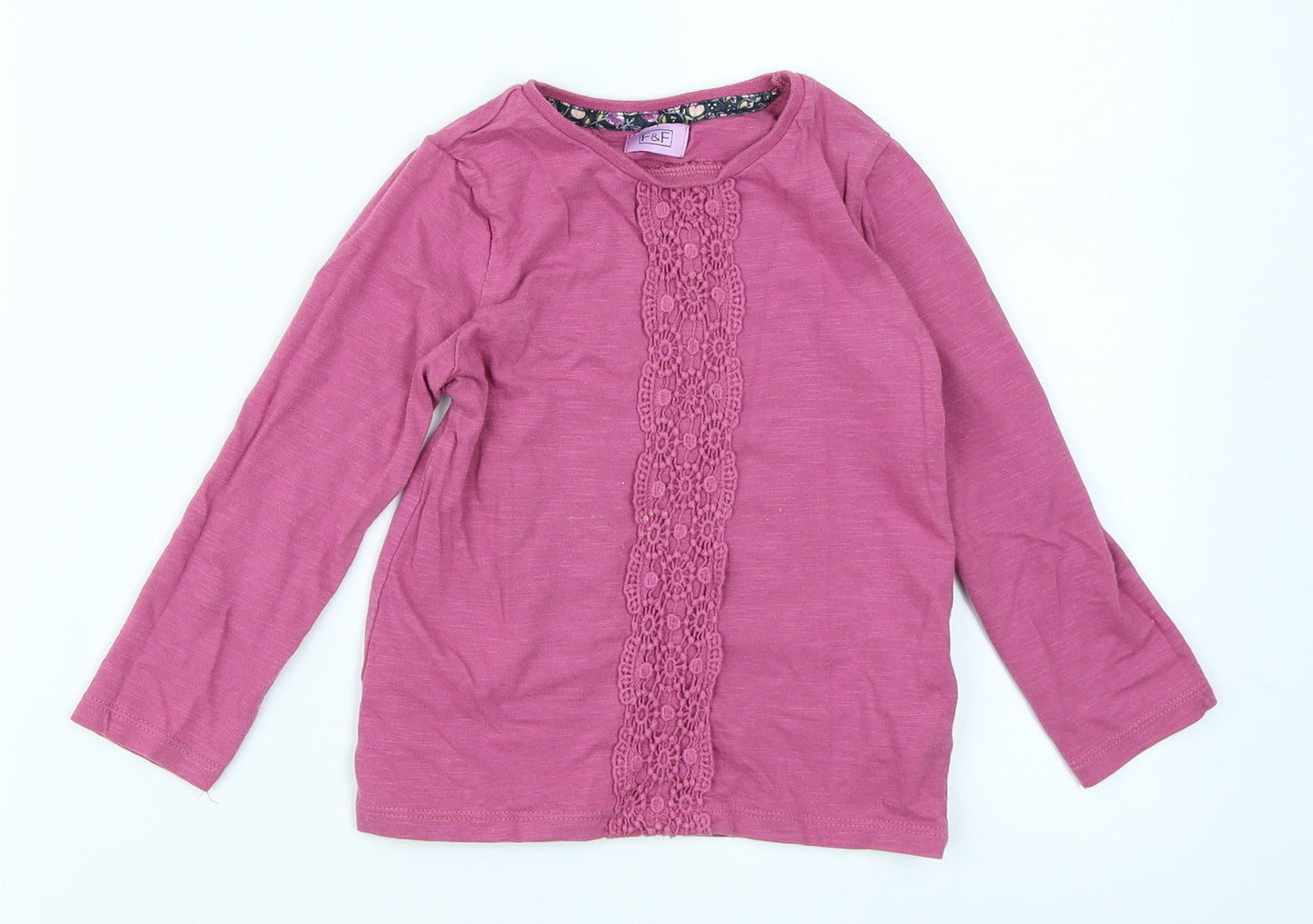 F&F Girls Pink   Basic T-Shirt Size 2-3 Years