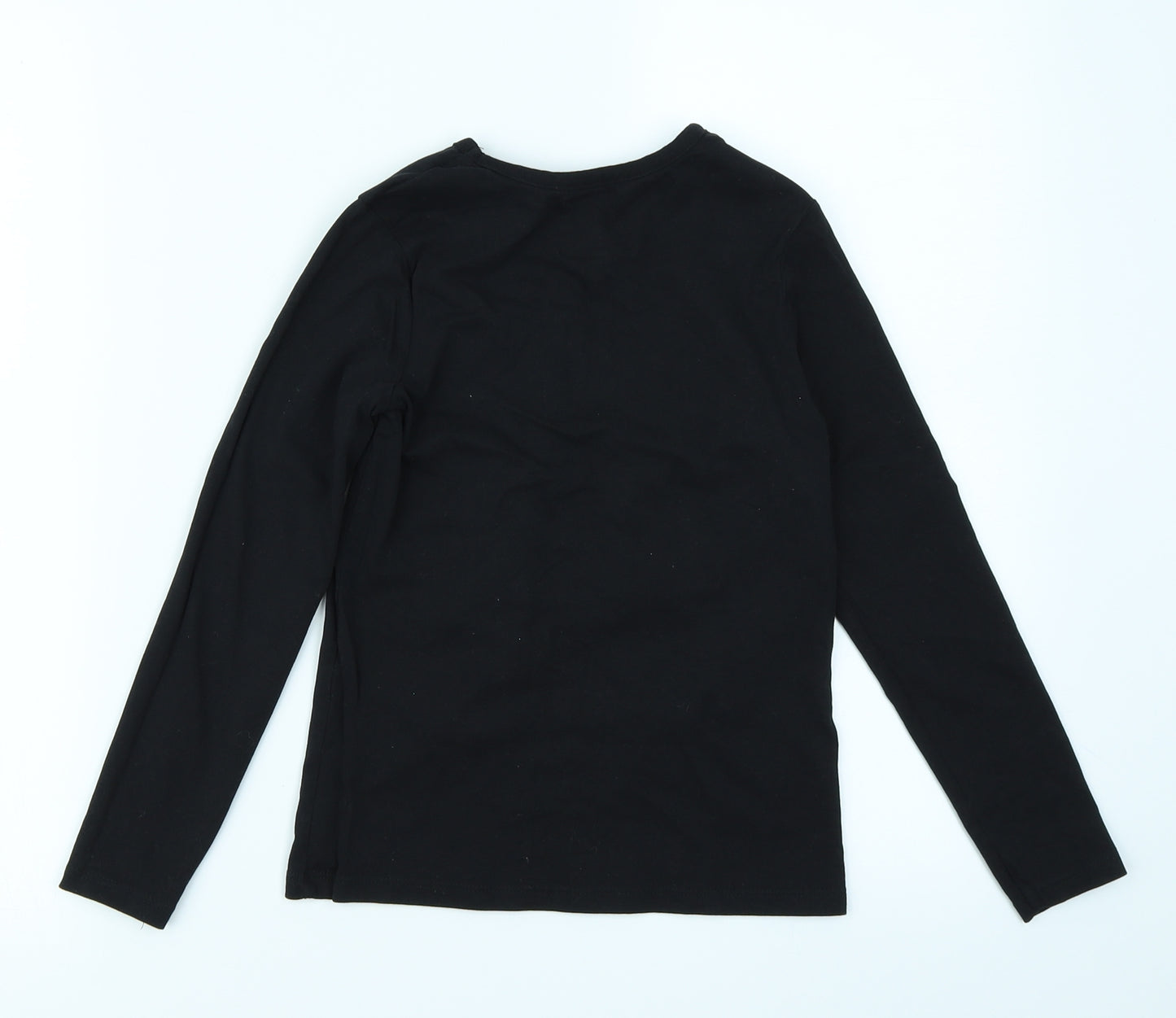 George Girls Black   Basic T-Shirt Size 7-8 Years  - Christmas Tree