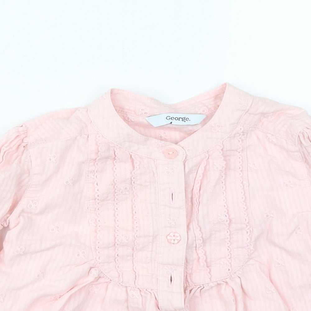 George Girls Pink Striped  Basic T-Shirt Size 2-3 Years