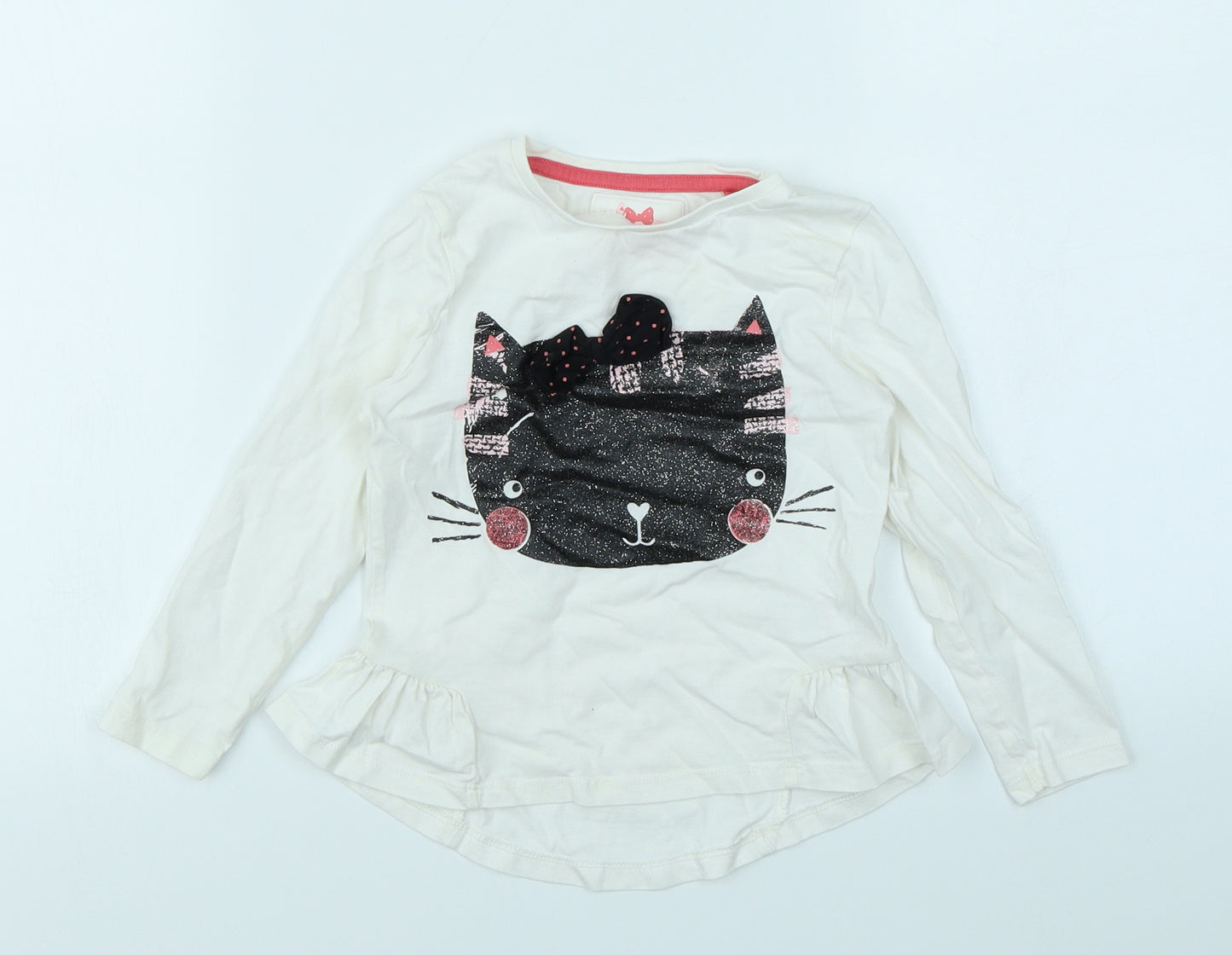 TU Girls White   Basic T-Shirt Size 2-3 Years  - Cat