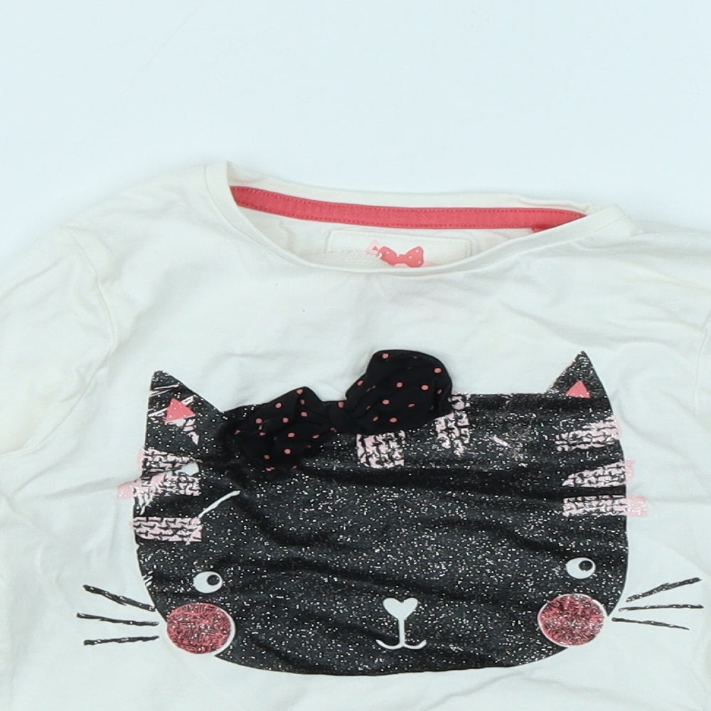 TU Girls White   Basic T-Shirt Size 2-3 Years  - Cat
