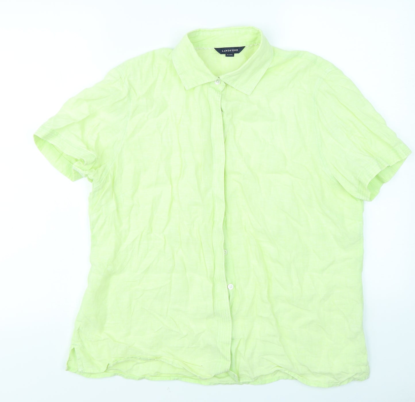 Lands End Womens Yellow   Basic Button-Up Size L