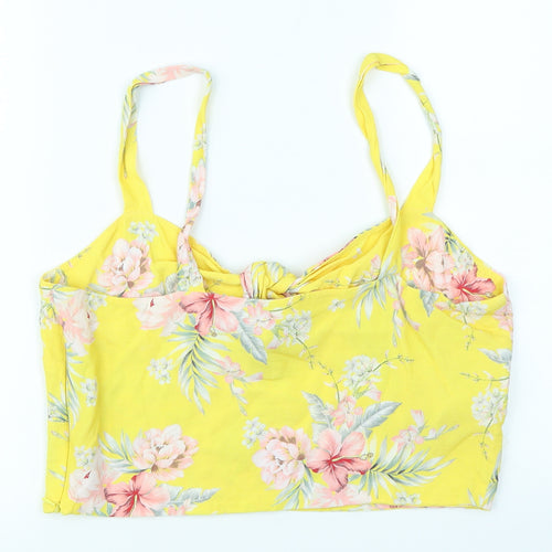 New Look Womens Yellow Floral  Cropped Blouse Size 16