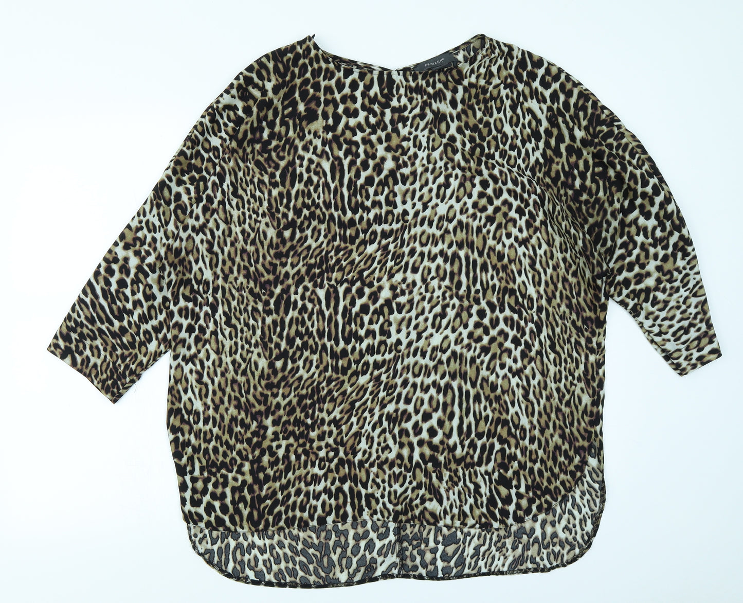 Primark Womens Brown Animal Print  Basic Blouse Size 18